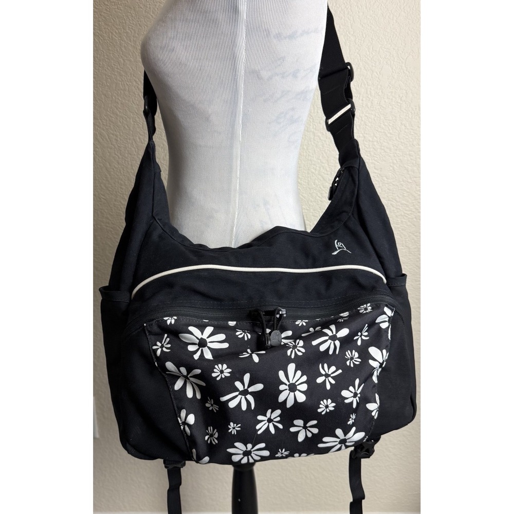 Overland Equipment Messenger Bag Black Floral Canvas Made In Chico USA - Picture 8 of 16